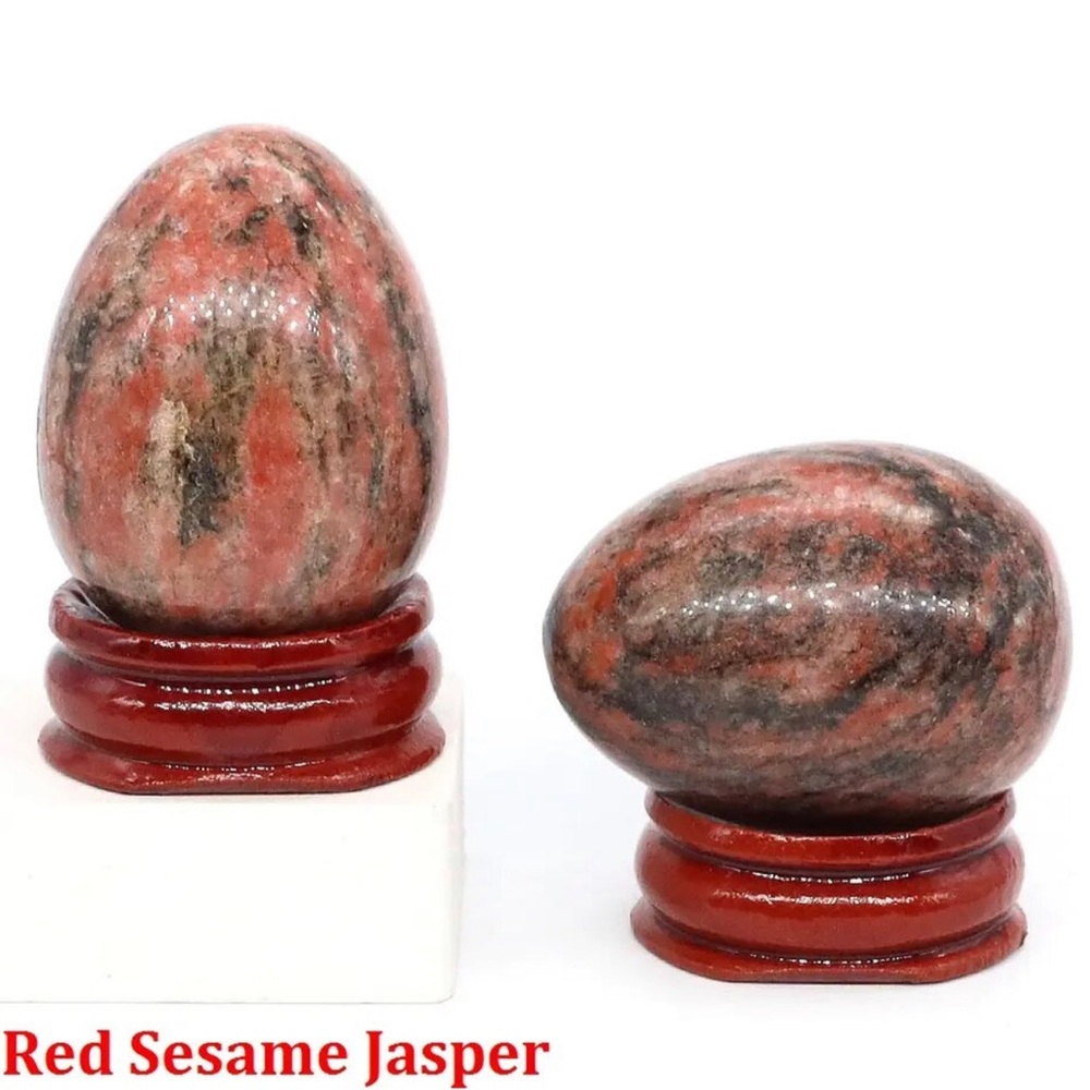 30x40mm Egg Shape Natural Red Sesame Jasper Crystal Stone